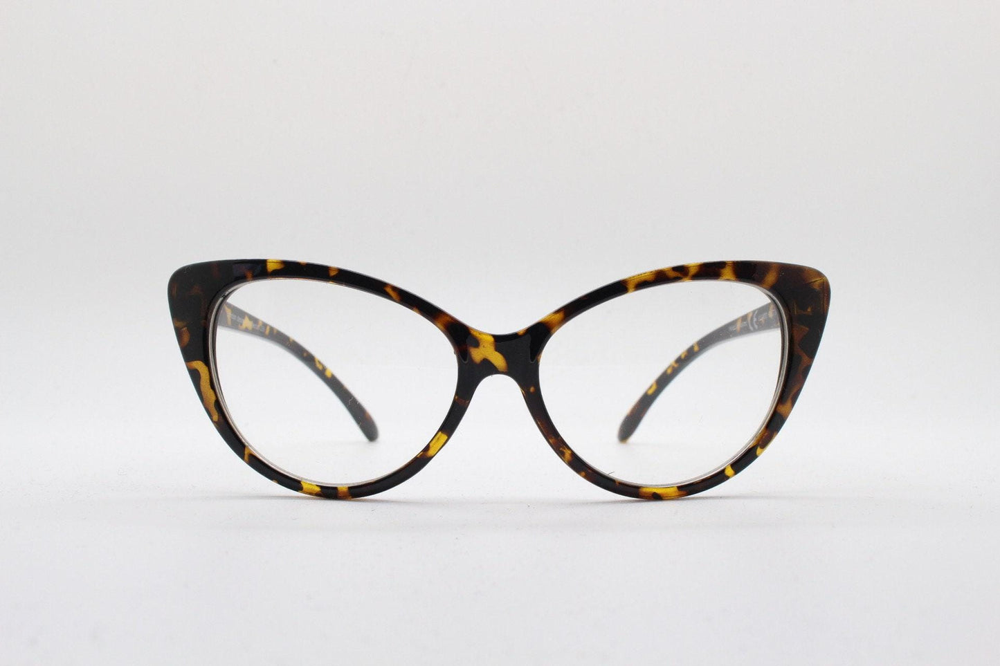 Pointed cat eye glasses. Tortoise vintage clear lens optical frames. Y2K womens prescription eyeglasses. 50s design rockabilly spectacles