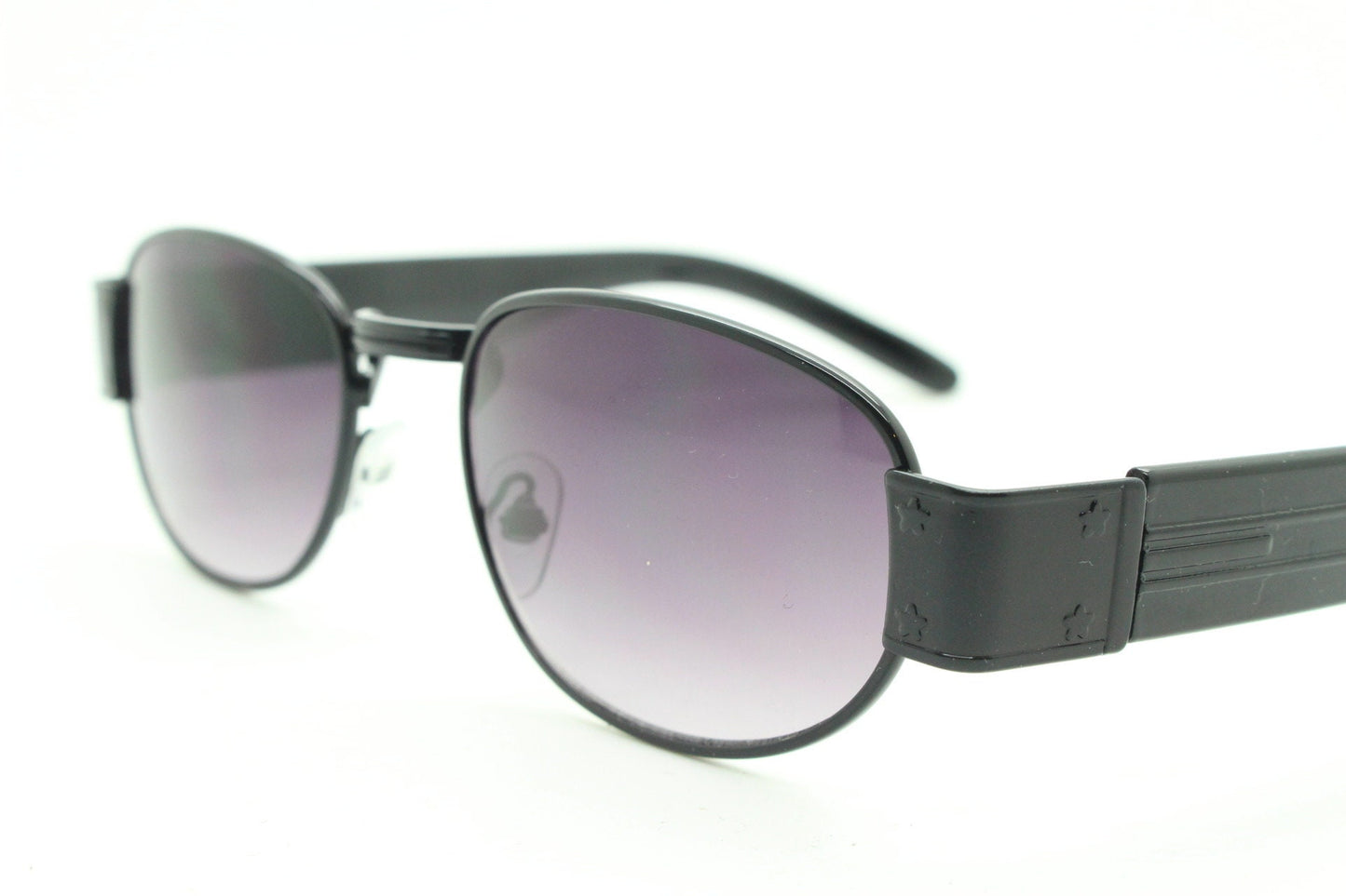 90s vintage low profile sunglasses. Black rectangular frame with thick black arms and graduated lenses. Unused BNWT