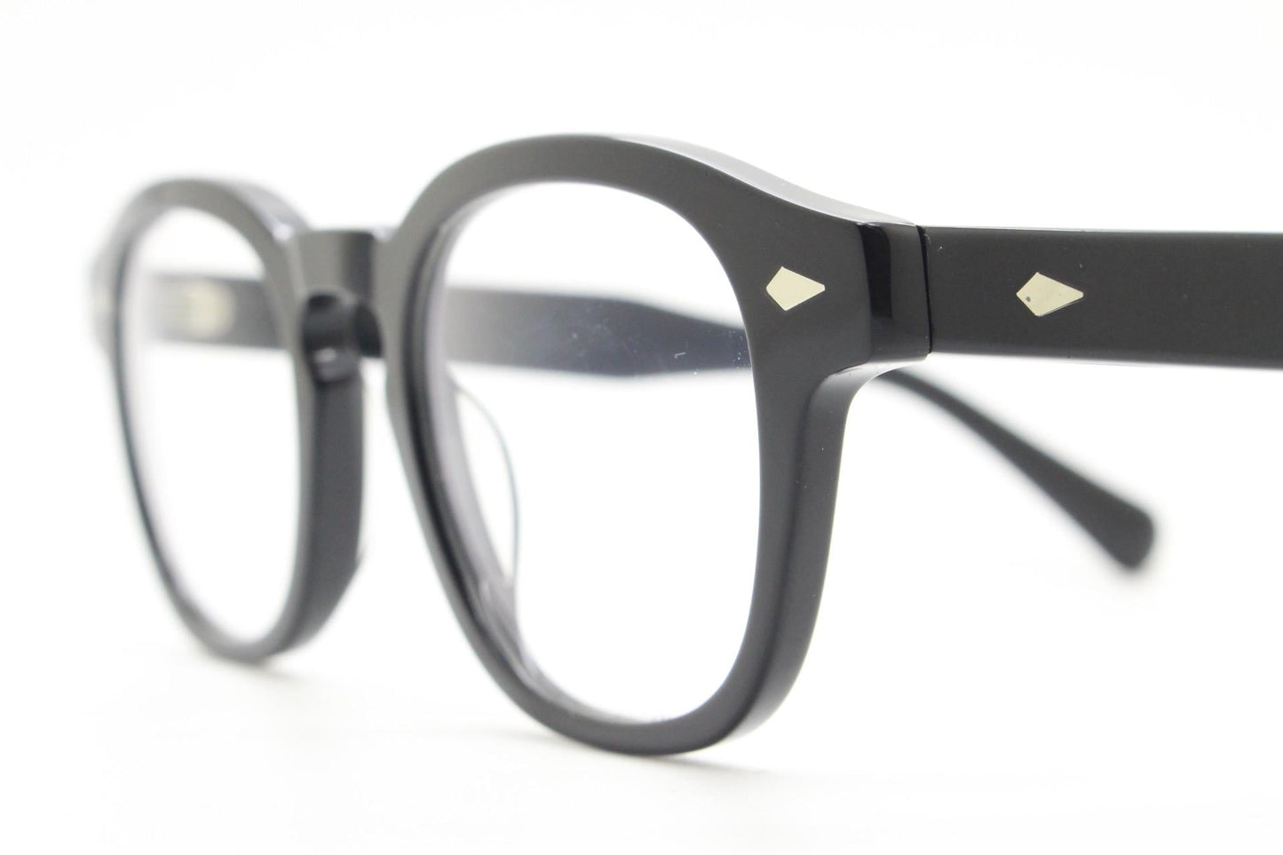 Bergomi Ottica black gloss acetate eyeglasses. Classical 40s, 50s design optical frames with keyhole bridge. Vintage prescription glasses