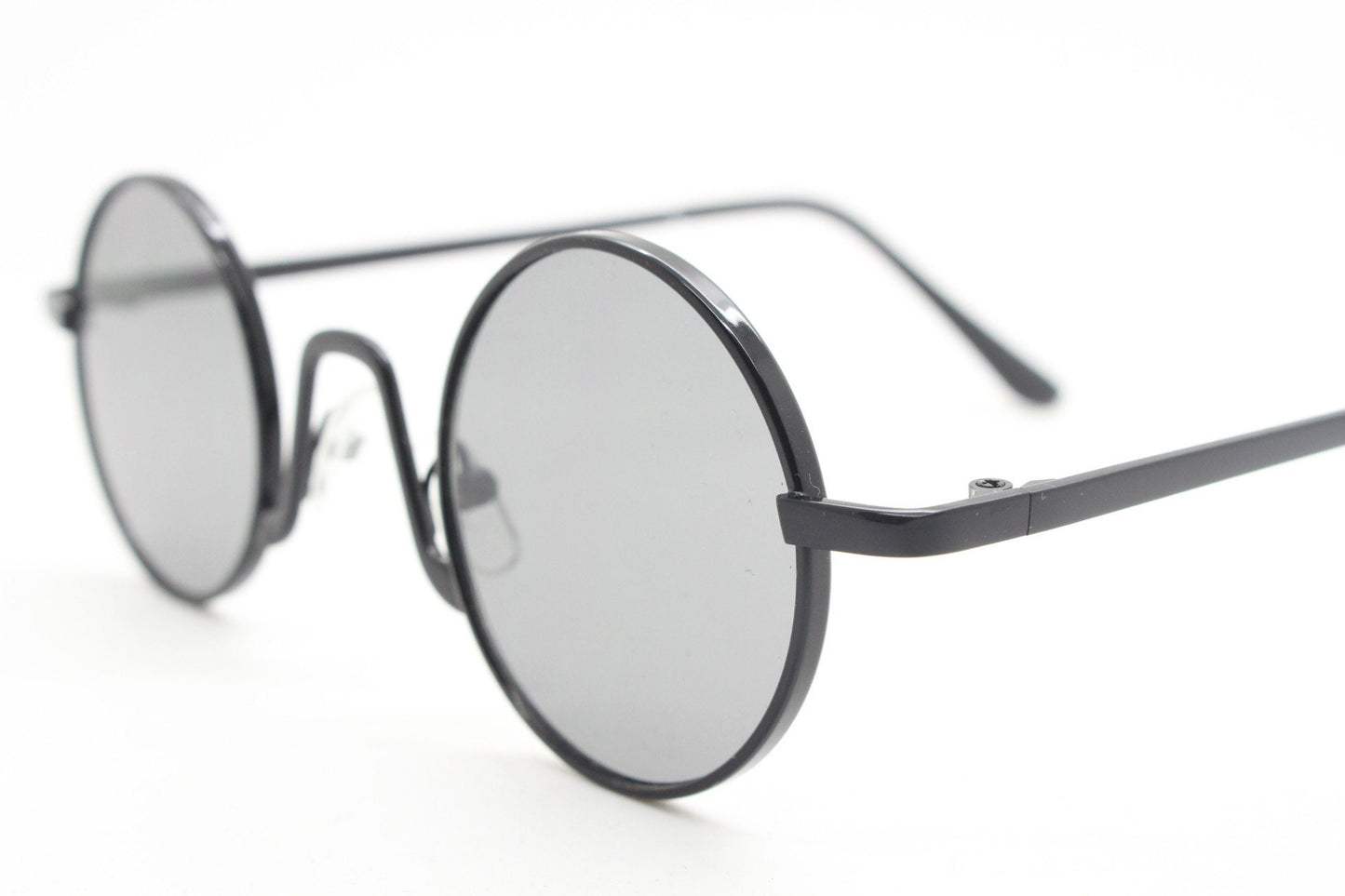 90s vintage small oval sunglasses. Imposing minimal black victorian style frame with dark grey lenses. Steampunk. Unused BNWT