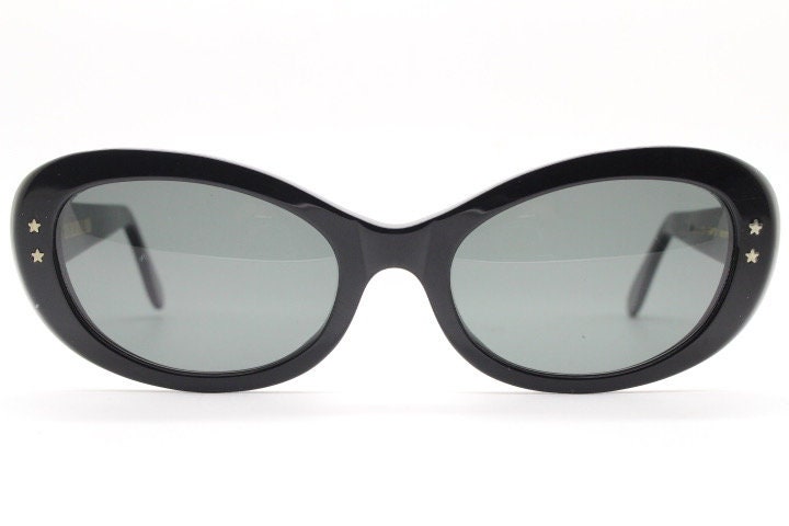 Cutler and Gross London vintage oval cateye sunglasses. Womens chunky plain black gloss acetate cat eye. NOS Y2K