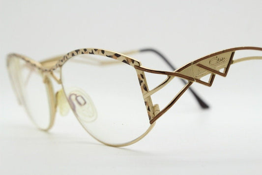 Cazal 90s vintage eye glasses. Mesmerising metallic animal print optical frames with innovative arm design. Prescription eyeglasses. RX