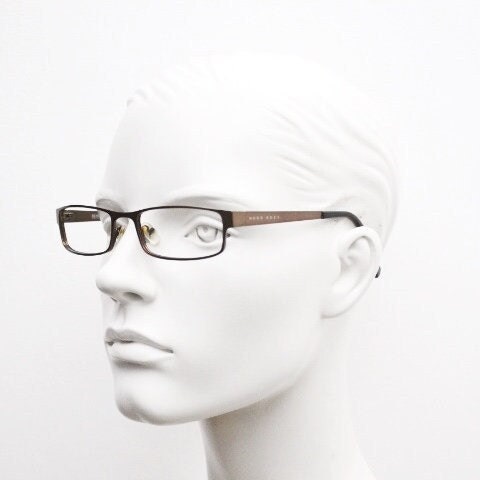 Hugo Boss vintage rectangular eye glasses. Handsome brown metallic finish optical frame. Prescription eyeglasses. RX spectacles