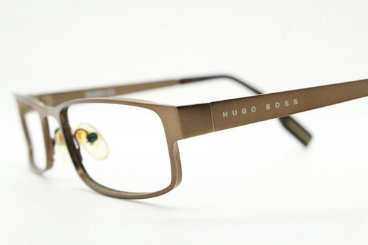 Hugo Boss vintage rectangular eye glasses. Handsome brown metallic finish optical frame. Prescription eyeglasses. RX spectacles