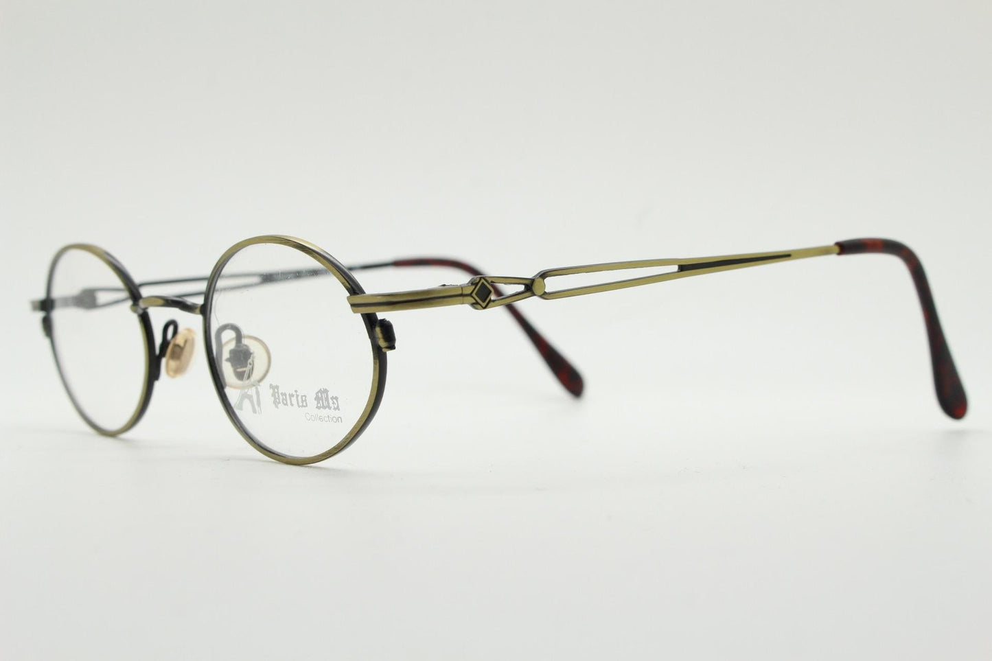 Paris Ma 90s vintage small oval eye glasses. Brushed bronze optical frames with charming details. Prescription NOS. Steampunk spectacles