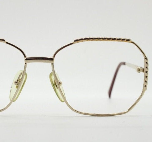 Christian Dior 80s vintage octagon eye glasses. Angular sided metal optical frame with barley twist detail. Prescription eyeglasses. RX