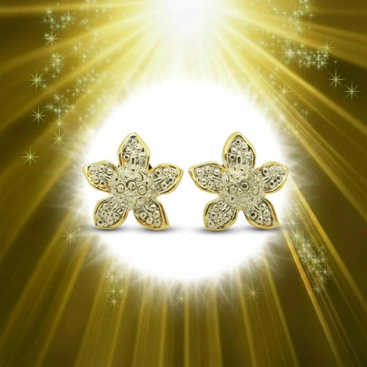 80s vintage gold and silver domed star earrings. Clip on. Textured surface to appear like small diamantes. With gift box. Rhinestone. NOS